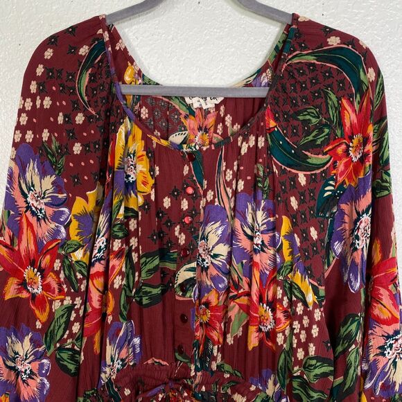 Gypsy Love Dress Women Large Floral Tiered Boho Summer Flowy Sundress Tie Waist - Picture 2 of 13